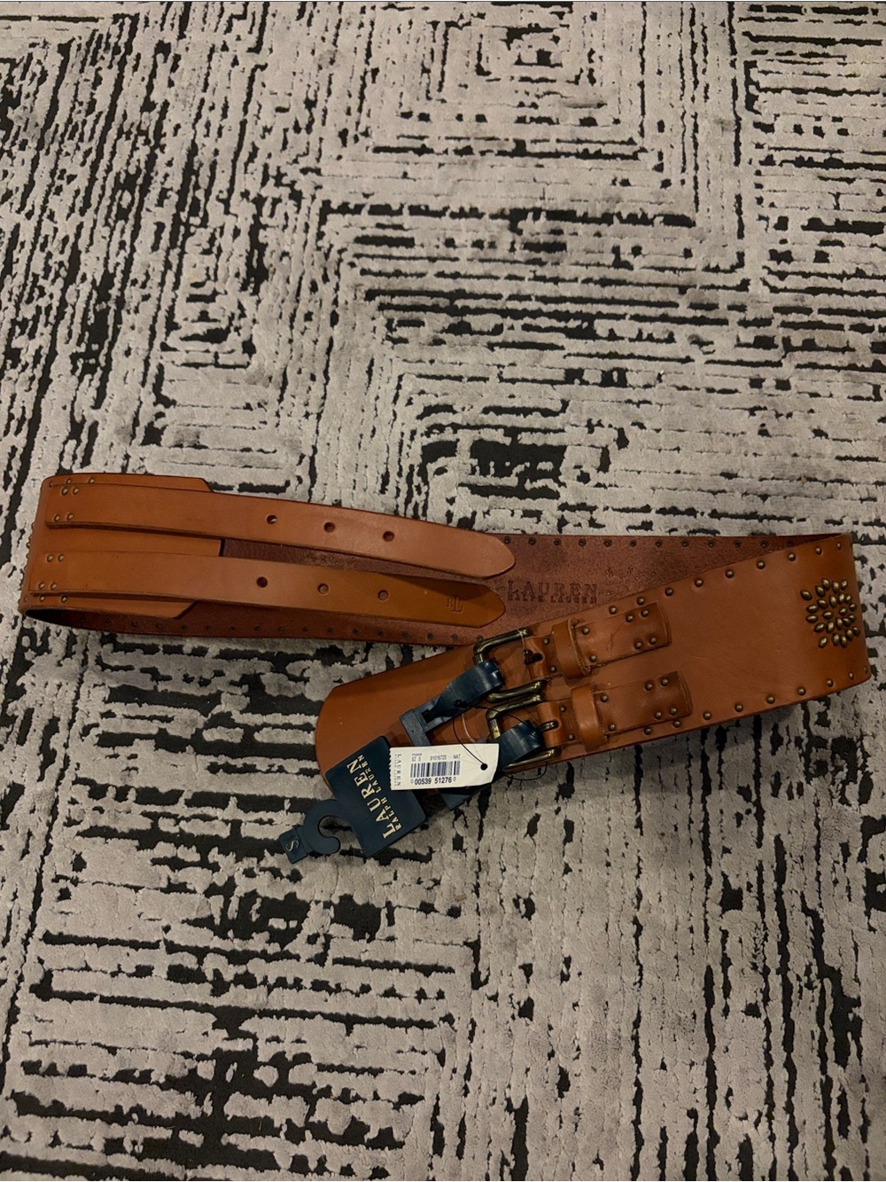 Lauren Ralph Lauren Brown Studded Leather Belt